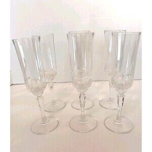 Set of 6 St. George AMERICAN HERITAGE Crystal Champagne Flutes Toasting Glasses